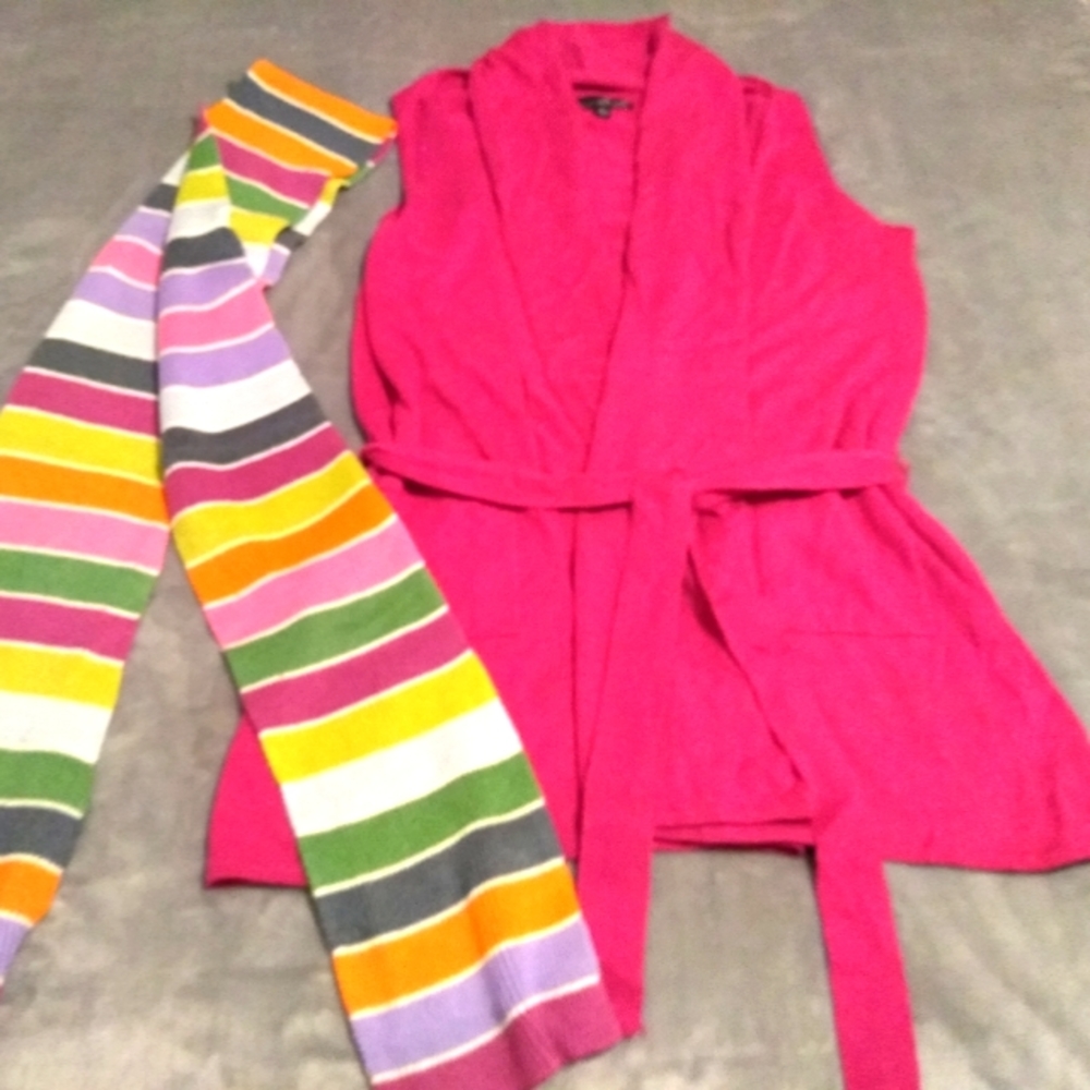 Fuschia Cardigan Sweater Vest
